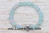 CGB7440 8mm sea blue banded agate bracelet with leopard head for men or women