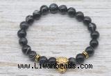 CGB7445 8mm black banded agate bracelet with tiger head for men or women