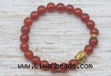 CGB7447 8mm red agate bracelet with buddha for men or women