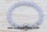 CGB7460 8mm blue lace agate bracelet with leopard head for men or women