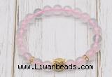 CGB7487 8mm rose quartz bracelet with owl head for men or women