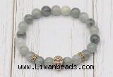 CGB7504 8mm seaweed quartz bracelet with skull for men or women