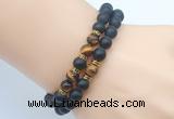 CGB7603 8mm matte black onyx & yellow tiger eye mala stretchy bracelets