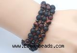 CGB7615 8mm black lava & red tiger eye mala stretchy bracelets