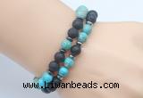 CGB7641 8mm black lava & blue sea sediment jasper mala stretchy bracelets