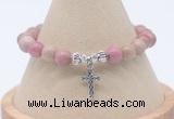 CGB7751 8mm pink wooden jasper bead with luckly charm bracelets