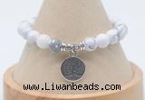 CGB7790 8mm white howlite bead with luckly charm bracelets