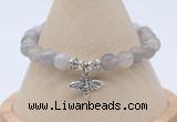 CGB7838 8mm grey banded agate bead with luckly charm bracelets