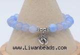 CGB7839 8mm blue banded agate bead with luckly charm bracelets