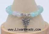 CGB7840 8mm sea blue banded agate bead with luckly charm bracelets