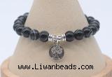 CGB7845 8mm black banded agate bead with luckly charm bracelets