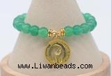 CGB7848 8mm green agate bead with luckly charm bracelets