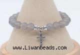 CGB7853 8mm grey agate bead with luckly charm bracelets