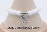 CGB7870 8mm white candy jade bead with luckly charm bracelets