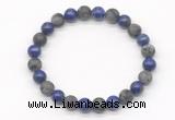 CGB8035 8mm lapis lazuli & matte black labradorite beaded stretchy bracelets