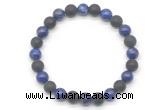 CGB8047 8mm lapis lazuli & matte black agate beaded stretchy bracelets