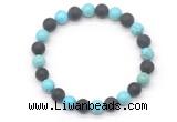 CGB8054 8mm blue howlite & matte black agate beaded stretchy bracelets