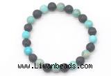 CGB8065 8mm blue sea sediment jasper & black lava beaded stretchy bracelets