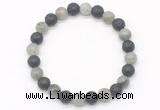 CGB8072 8mm labradorite & black lava beaded stretchy bracelets