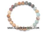 CGB8081 8mm matte amazonite, picture jasper & picasso jasper beaded stretchy bracelets