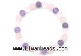 CGB8084 8mm matte white crystal, rose quartz & amethyst beaded stretchy bracelets