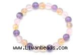 CGB8094 8mm amethyst, citrine & rose quartz beaded stretchy bracelets