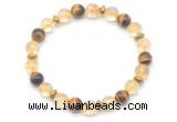 CGB8102 8mm citrine, yellow tiger eye & hematite power beads bracelet