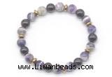 CGB8104 8mm dogtooth amethyst, garnet & hematite power beads bracelet