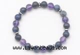 CGB8106 8mm sodalite, amethyst & hematite power beads bracelet