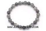 CGB8109 8mm labradorite, garnet & hematite power beads bracelet