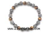 CGB8120 8mm labradorite, yellow tiger eye & hematite power beads bracelet