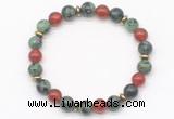 CGB8122 8mm ruby zoisite, red agate & hematite power beads bracelet