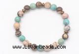 CGB8124 8mm zebra jasper, blue sea sediment jasper & hematite power beads bracelet