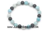 CGB8130 8mm amazonite, black lava & hematite power beads bracelet