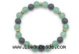 CGB8131 8mm green aventurine, black lava & hematite power beads bracelet