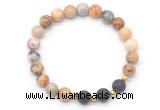 CGB8172 8mm yellow crazy lace agate & black lava beaded stretchy bracelets