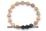 CGB8180 8mm sunstone & black lava beaded stretchy bracelets