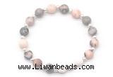 CGB8201 8mm pink zebra jasper & white lava beaded stretchy bracelets