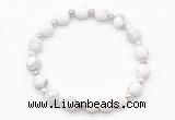 CGB8205 8mm matte white howlite & white lava beaded stretchy bracelets