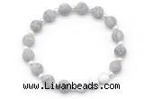 CGB8208 8mm matte grey picture jasper & white lava beaded stretchy bracelets