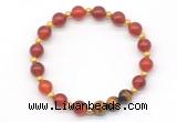 CGB8220 8mm red agate & yellow tiger eye beaded stretchy bracelets