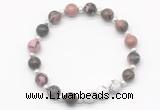 CGB8221 8mm rhodonite & white howlite beaded stretchy bracelets