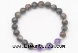 CGB8222 8mm grey opal & amethyst beaded stretchy bracelets