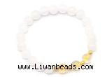 CGB8224 8mm white jade & citrine beaded stretchy bracelets