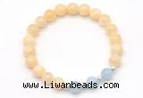 CGB8227 8mm honey jade & aquamarine beaded stretchy bracelets