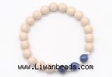 CGB8233 8mm white fossil jasper & lapis lazuli beaded stretchy bracelets