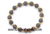 CGB8245 8mm matte bronzite & yellow tiger eye beaded stretchy bracelets