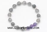 CGB8252 8mm cloudy quartz & amethyst beaded stretchy bracelets