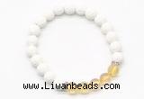 CGB8272 8mm white lava & citrine beaded mala stretchy bracelets