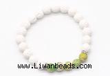 CGB8274 8mm white lava & green sea sediment jasper beaded mala stretchy bracelets